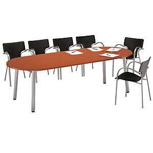 Table direction - CONGRES - Ovale - Merisier - pieds Gris Aluminium Table direction - CONGRES - Ovale - Merisier - pieds Gris Aluminium