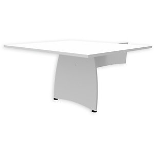 Table d'extension carrée L.124,5 x P.120 cm mélaminé pieds pleins - Blanc -