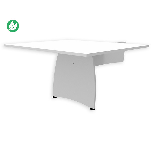 Table d'extension carrée L.124,5 x P.120 cm mélaminé pieds pleins - Blanc -
