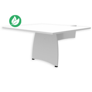 Table d'extension carrée L.124,5 x P.120 cm mélaminé pieds pleins - Blanc -