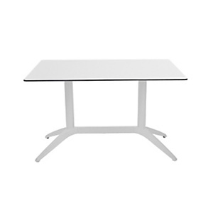 Table fixe Quatro Duo 120 x 80 cm Polypropylène usage extérieur - Plateau Blanc/piètement Blanc