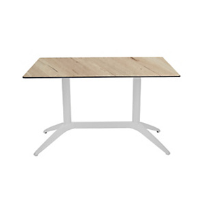 Table fixe Quatro Duo 120 x 80 cm Polypropylène usage extérieur - Plateau Chêne/piètement Blanc