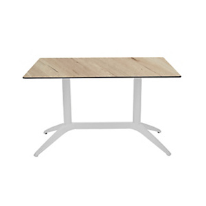 Table fixe Quatro Duo 120 x 80 cm Polypropylène usage extérieur - Plateau Chêne/piètement Blanc Table fixe Quatro Duo 120 x 80 cm Polypropylène usage extérieur - Plateau Chêne/piètement Blanc