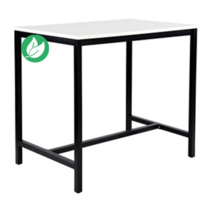 Table haute 110 cm polyvalente Budget 120 x 80 cm - Blanc pieds métal Noir