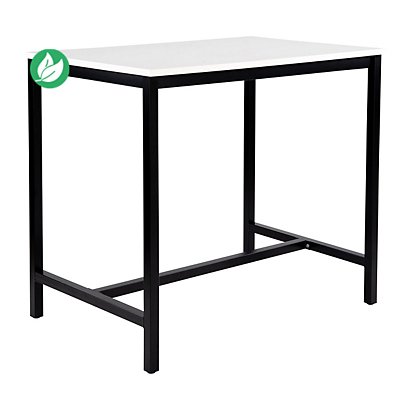 Table haute 110 cm polyvalente Budget 120 x 80 cm - Blanc pieds métal Noir