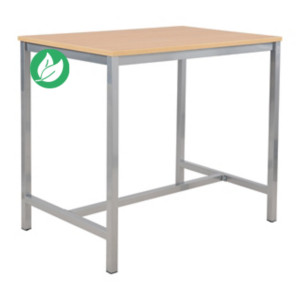 Table haute 110 cm polyvalente Budget 120 x 80 cm - Chêne pieds métal Aluminium