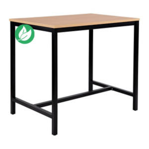 Table haute 110 cm polyvalente Budget 120 x 80 cm - Chêne pieds métal Noir Table haute 110 cm polyvalente Budget 120 x 80 cm - Chêne pieds métal Noir