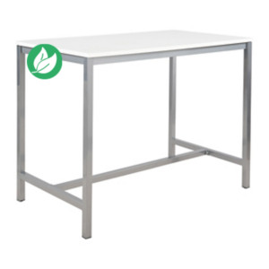 Table haute 110 cm polyvalente Budget 140 x 80 cm - Blanc pieds métal Aluminium