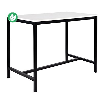 Table haute 110 cm polyvalente Budget 140 x 80 cm - Blanc pieds métal Noir