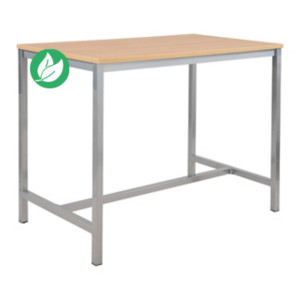 Table haute 110 cm polyvalente Budget 140 x 80 cm - Chêne pieds métal Aluminium Table haute 110 cm polyvalente Budget 140 x 80 cm - Chêne pieds métal Aluminium