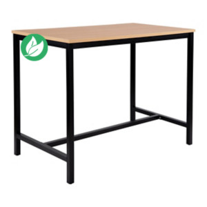 Table haute 110 cm polyvalente Budget 140 x 80 cm - Chêne pieds métal Noir