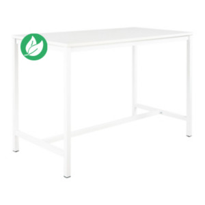 Table haute 110 cm polyvalente Budget 160 x 80 cm - Blanc pieds métal Blanc