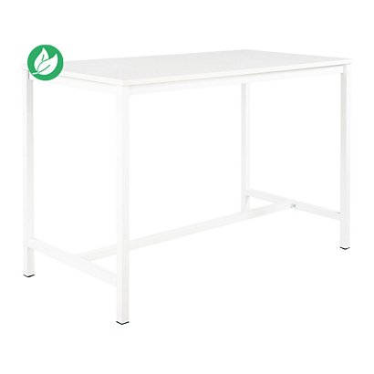 Table haute 110 cm polyvalente Budget 160 x 80 cm - Blanc pieds métal Blanc