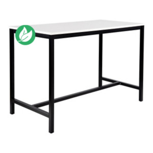 Table haute 110 cm polyvalente Budget 160 x 80 cm - Blanc pieds métal Noir