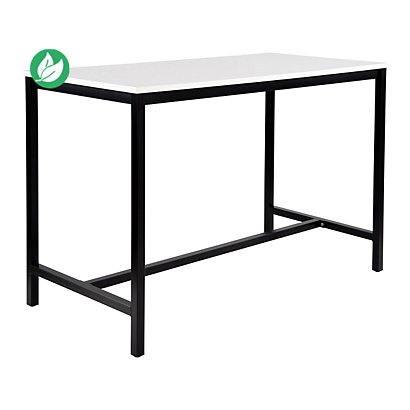 Table haute 110 cm polyvalente Budget 160 x 80 cm - Blanc pieds métal Noir