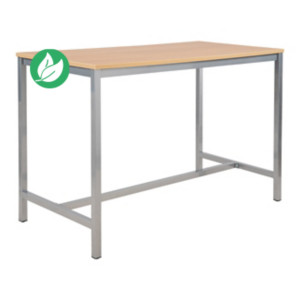 Table haute 110 cm polyvalente Budget 160 x 80 cm - Chêne pieds métal Aluminium