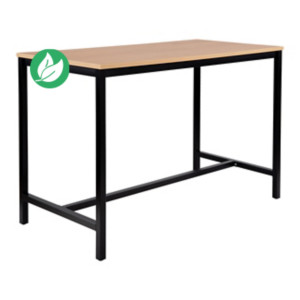 Table haute 110 cm polyvalente Budget 160 x 80 cm - Chêne pieds métal Noir