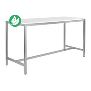 Table haute 110 cm polyvalente Budget 200 x 80 cm - Blanc pieds métal Aluminium
