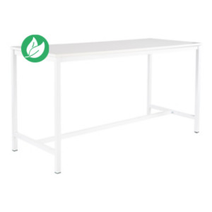 Table haute 110 cm polyvalente Budget 200 x 80 cm - Blanc pieds métal Blanc