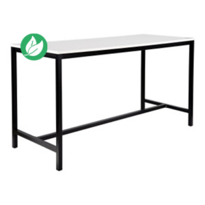 Table haute 110 cm polyvalente Budget 200 x 80 cm - Blanc pieds métal Noir