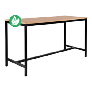 Table haute 110 cm polyvalente Budget 200 x 80 cm - Chêne pieds métal Noir