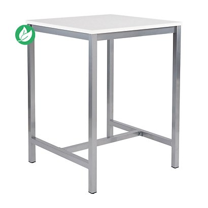 Table haute 110 cm polyvalente Budget 80 x 80 cm - Blanc pieds métal Aluminium