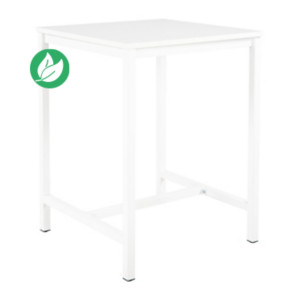 Table haute 110 cm polyvalente Budget 80 x 80 cm - Blanc pieds métal Blanc