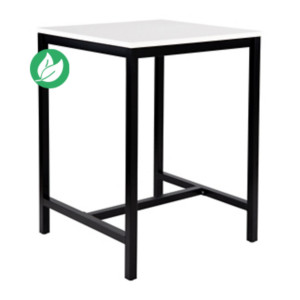 Table haute 110 cm polyvalente Budget 80 x 80 cm - Blanc pieds métal Noir
