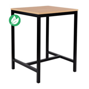 Table haute 110 cm polyvalente Budget 80 x 80 cm - Chêne pieds métal Noir