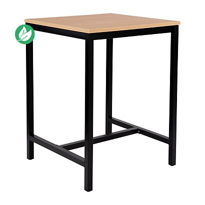Table haute 110 cm polyvalente Budget 80 x 80 cm - Chêne pieds métal Noir
