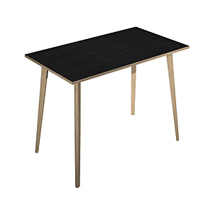 Table haute Halden - L.140 x H.110 x P.80 cm - Plateau Noir - Pieds bois Chêne