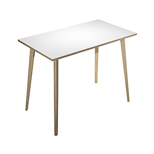 Table haute Halden - L.160 x H.110 x P.80 cm - Plateau Blanc - Pieds bois Chêne