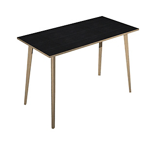 Table haute Halden - L.160 x H.110 x P.80 cm - Plateau Noir - Pieds bois Chêne