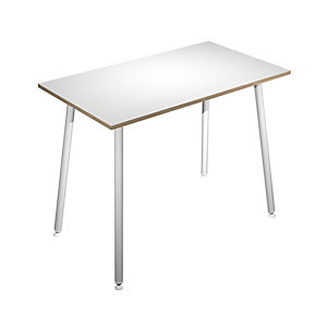 Table haute Halden H.110 x L. 140 x 80 cm pieds cylindriques en métal - Blanc