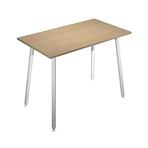 Table haute Halden H. 110 x L.160 x 80 cm plateau Chêne, pieds inclinés métal Blanc