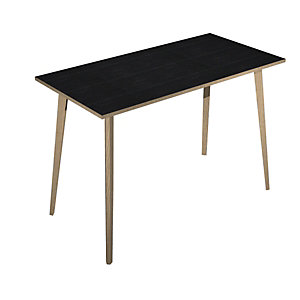 Table haute Halden H. 110 x L.160 x 80 cm plateau Noir, pieds inclinés en bois Chêne