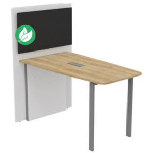 Table haute réunion Visio avec mur technique L.180 cm x H.105 cm - Plateau Chêne Nebraska Pieds métal Alu Table haute réunion Visio avec mur technique L.180 cm x H.105 cm - Plateau Chêne Nebraska Pieds métal Alu