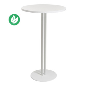 Table haute ronde Roxane hauteur 110 cm plateau 60 cm - Pied central métal - Blanc