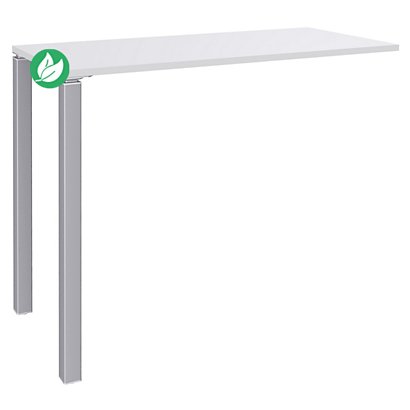 Table Lounge 140 x 60 cm,  hauteur 105 cm - Plateau blanc,  2 pieds aluminium