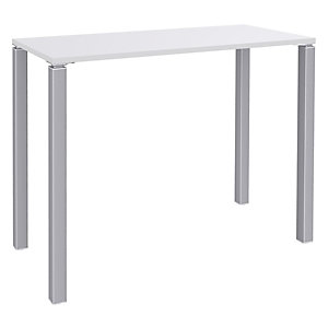 Table Lounge 140 x 60 cm - Hauteur 105 cm - Plateau blanc - 4 pieds aluminium