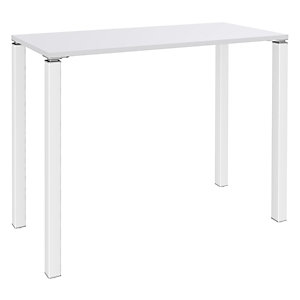 Table Lounge 140 x 60 cm - Hauteur 105 cm - Plateau blanc - 4 pieds blancs