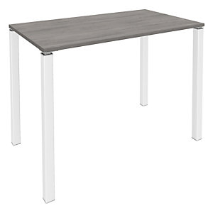 Table Lounge 140 x 60 cm - Hauteur 105 cm - Plateau chêne gris - 4 pieds blancs