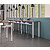 Table Lounge 140 x 60 cm - Hauteur 105 cm - Plateau chêne gris - 4 pieds blancs - 2