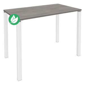 Table Lounge 140 x 60 cm - Hauteur 105 cm - Plateau chêne gris - 4 pieds blancs