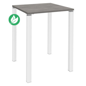 Table Lounge 80 x 80 cm - hauteur 105 cm - Plateau chêne gris,  4 pieds blancs