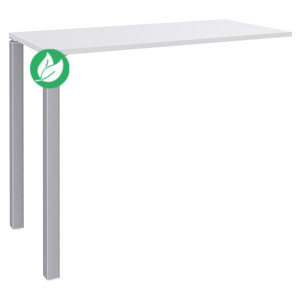 Table Lounge Module suivant 140 x 60 cm - hauteur 105 cm - Plateau blanc - 2 pieds aluminium