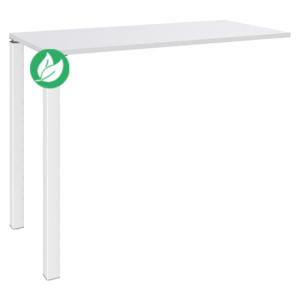 Table Lounge Module suivant 140 x 60 cm - hauteur 105 cm - Plateau blanc - 2 pieds blancs