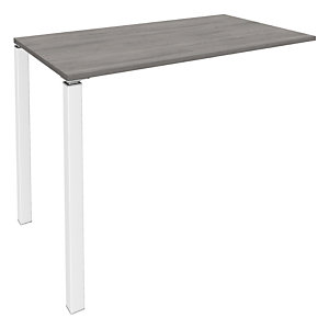 Table Lounge Module suivant 140 x 60 cm - hauteur 105 cm - Plateau chêne gris - 2 pieds blancs