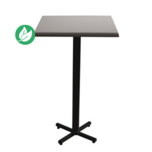 Table mange-debout Coffee carrée L.70 x P.70 x H.115 cm - Plateau Gris – Pied central Noir Table mange-debout Coffee carrée L.70 x P.70 x H.115 cm - Plateau Gris – Pied central Noir