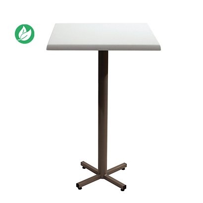 Table mange-debout Coffee H.115cm plateau carré 70cm Blanc – Pied central Aluminium